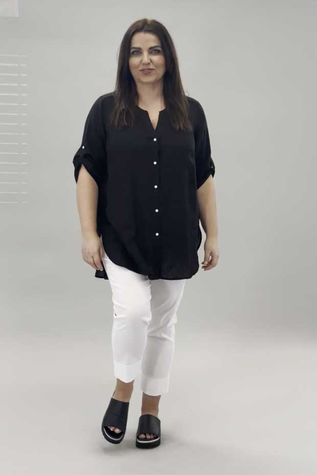 Doris Streich long linen shirt - black