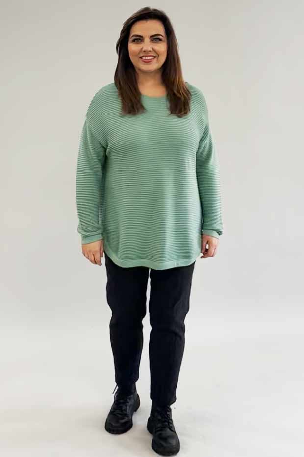 Orientique ribbed jumper - sea sage