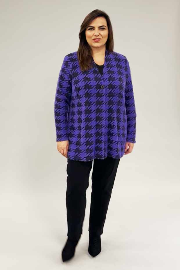 Mona Lisa dogtooth jacket/cardi - purple/black