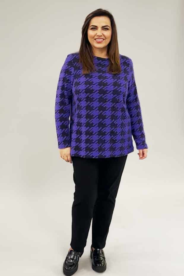 Mona Lisa dogtooth jumper - purple/black