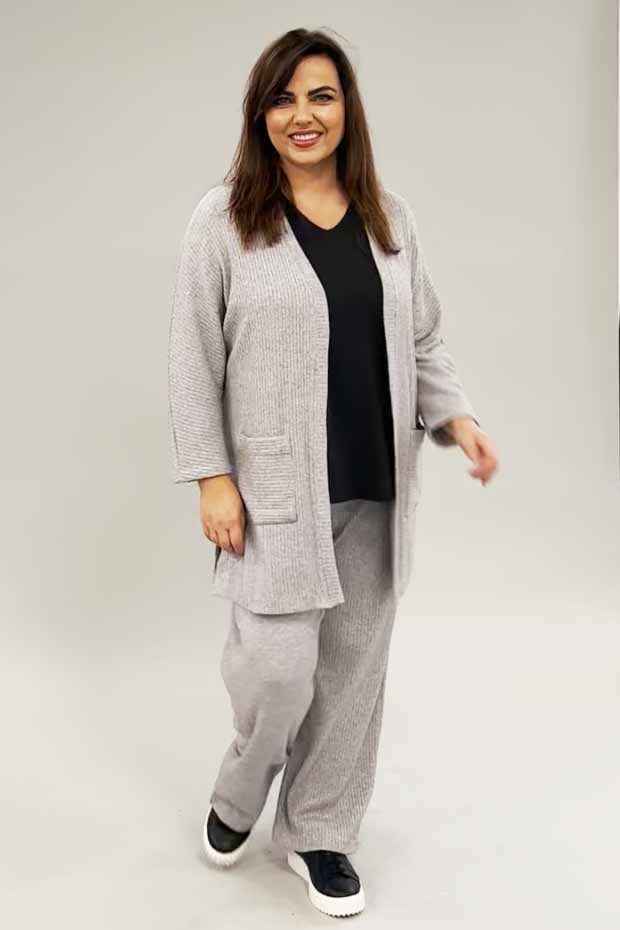 See You ribbed cardi - silver grey