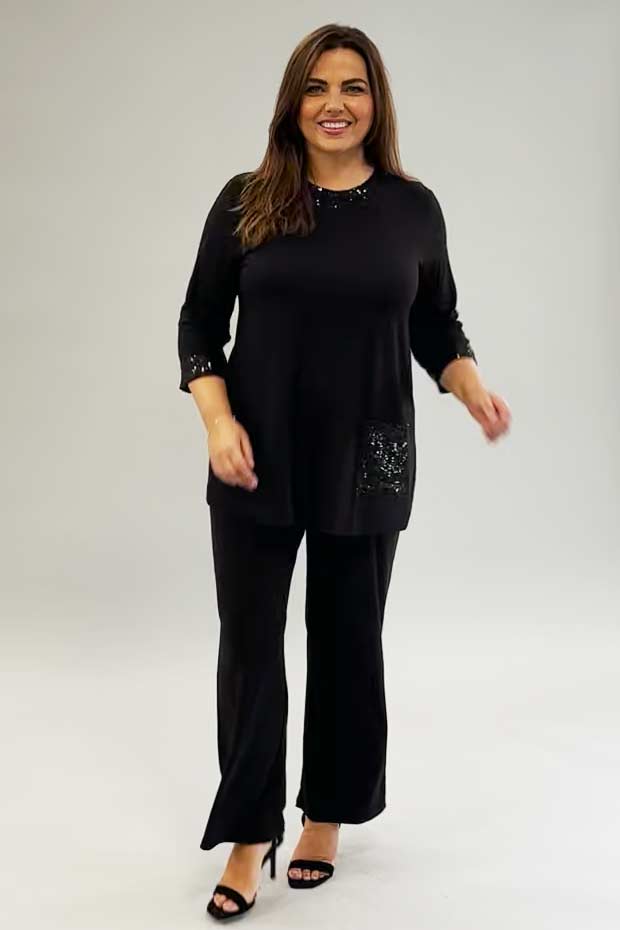 See You sequin top - black