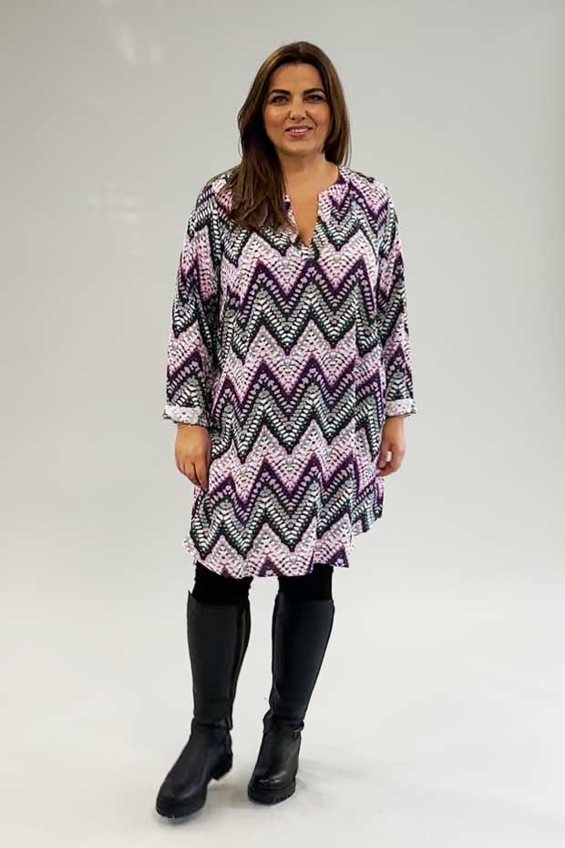 Via Appia zig zag long tunic/dress - lilac