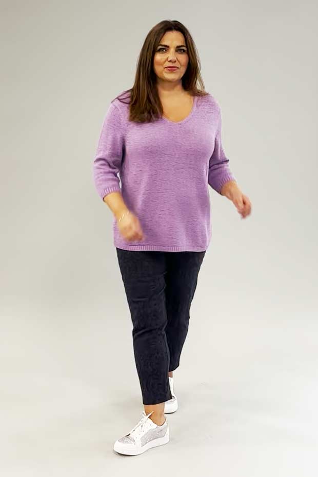 Via Appia v neck jumper - lilac