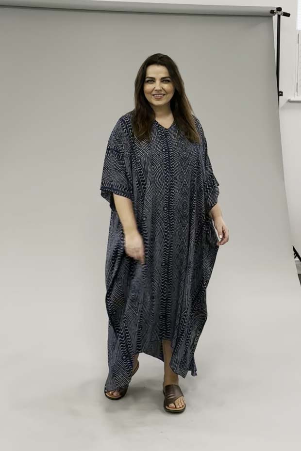 Angel Circle long kaftan - navy/grey