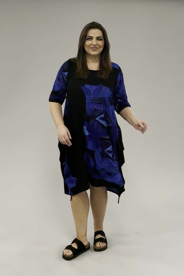 Angel Circle abstract 'big pocket' dress - blue