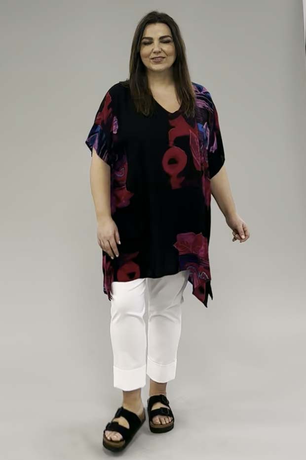 Angel Circle square poncho - abstract pink