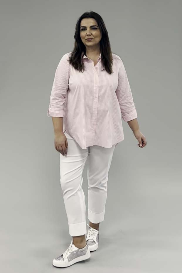 Via Appia striped shirt - rose pink