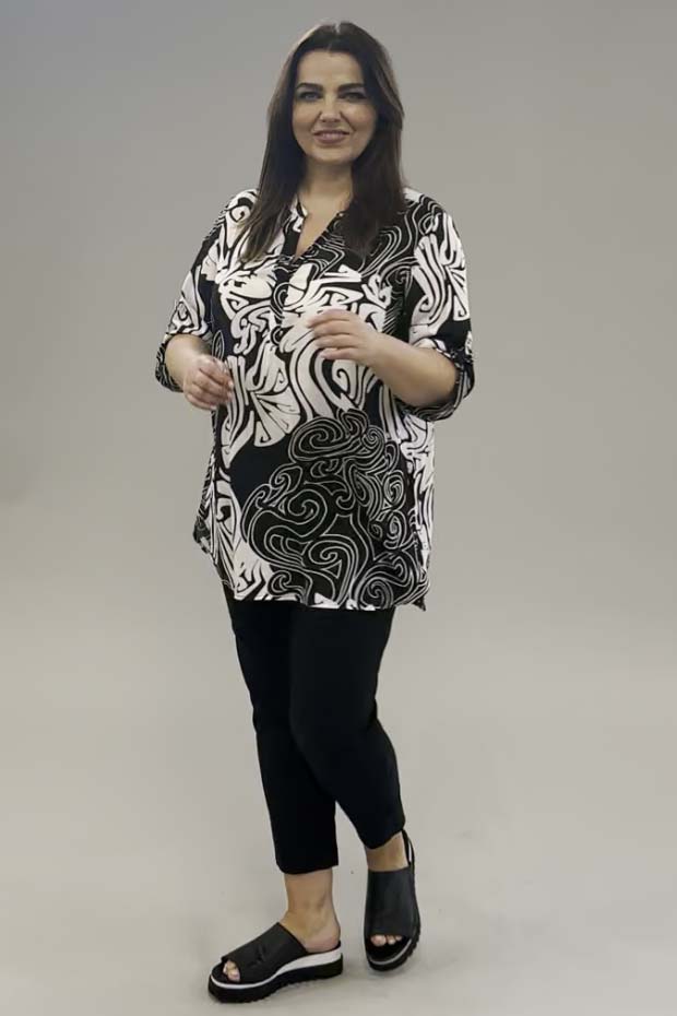 Doris Streich swirl tunic - black/white