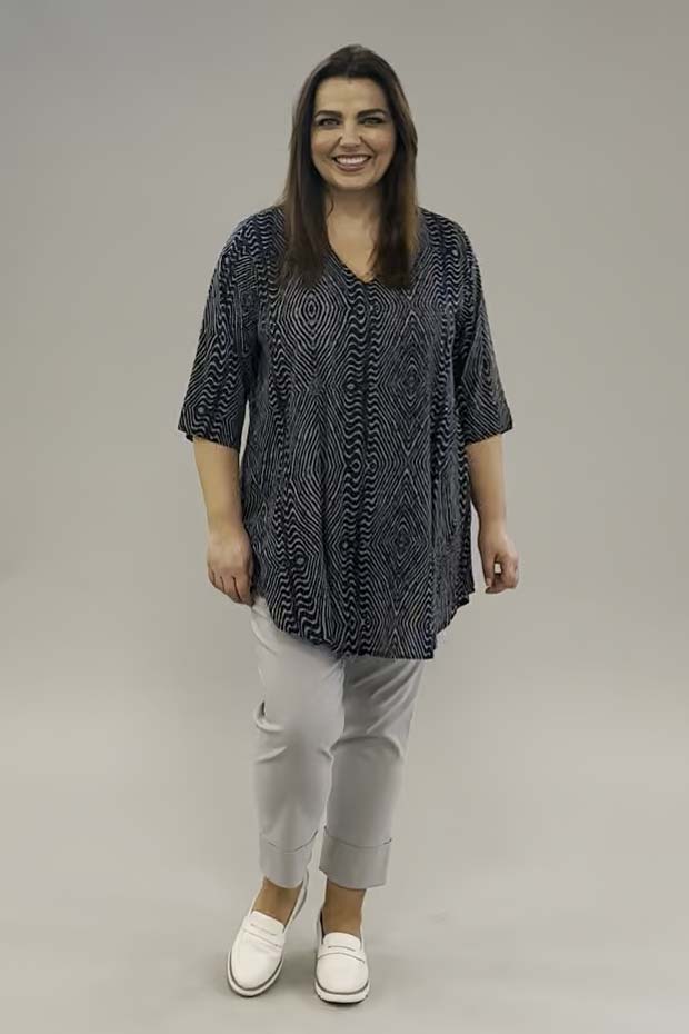 Angel Circle v neck tunic - navy/grey