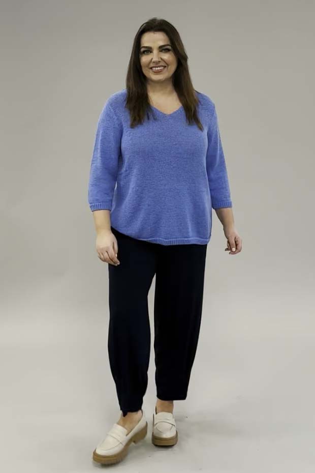 Via Appia v neck jumper - cornflower