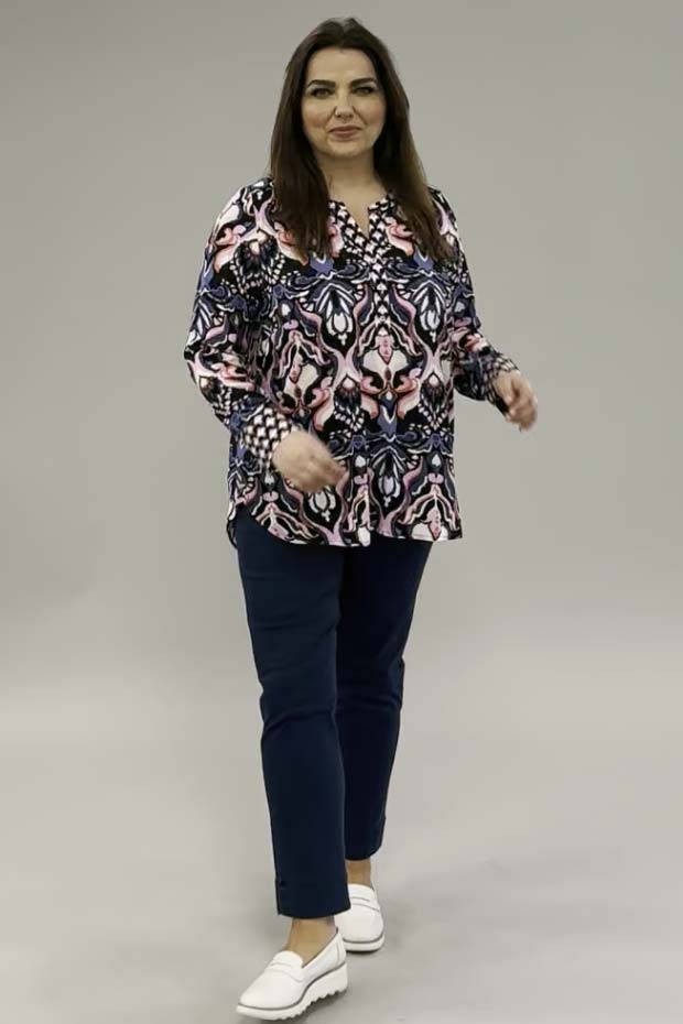 Via Appia patterned top - blue/pink