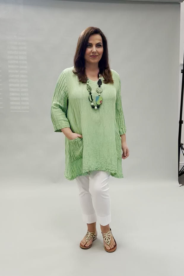 Grizas two pocket v neck tunic - green sorbet