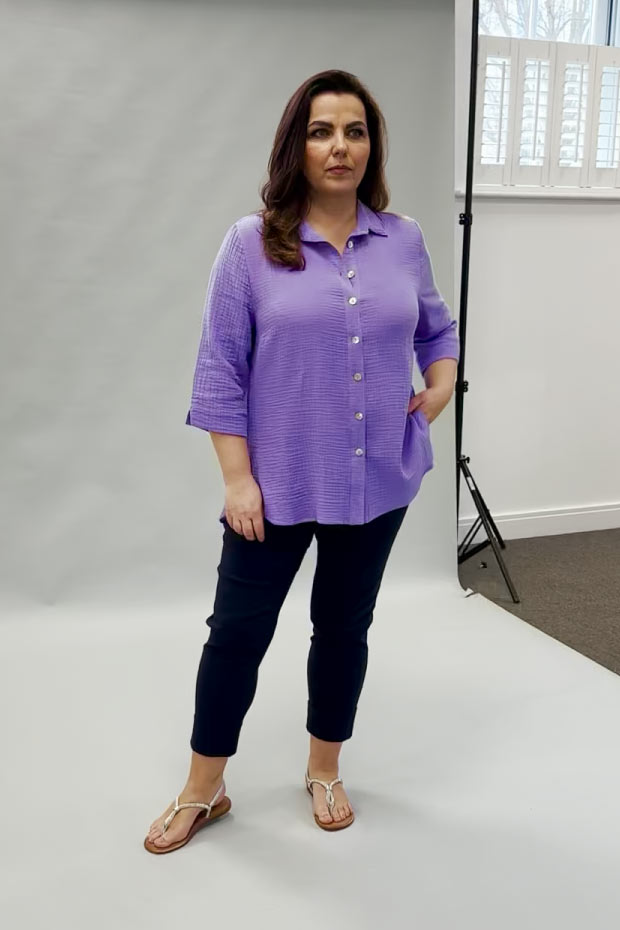 K J Brand 'waffle' shirt - lilac