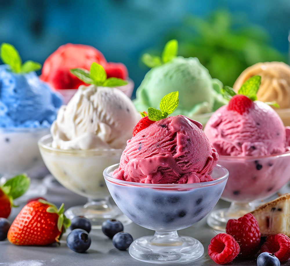 Picture of a variety of ice creams