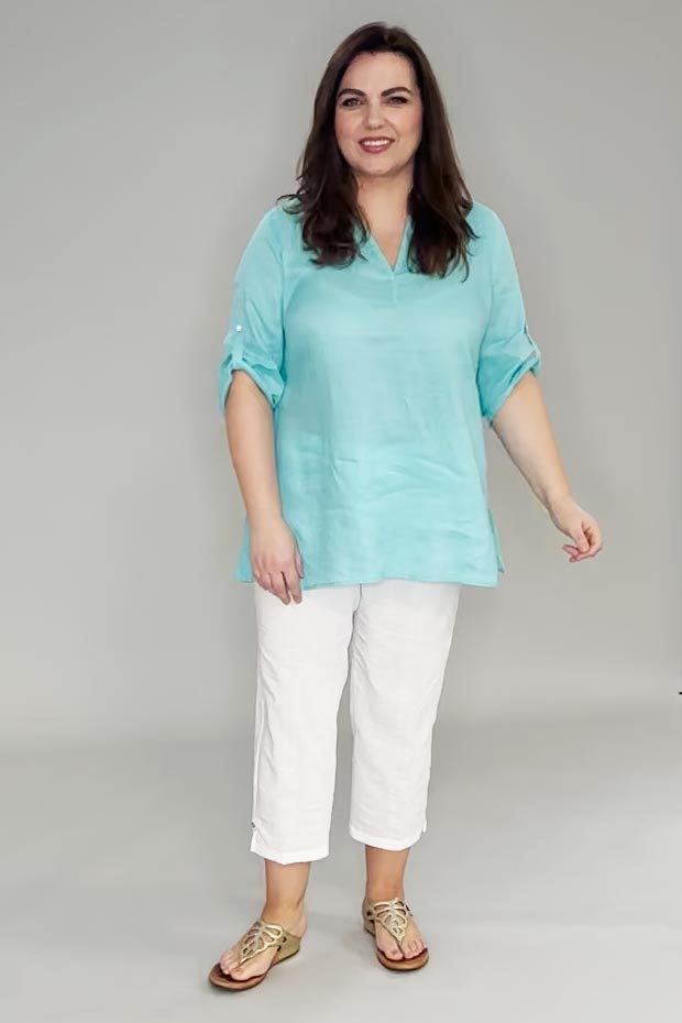 Doris Streich linen tunic - turquoise