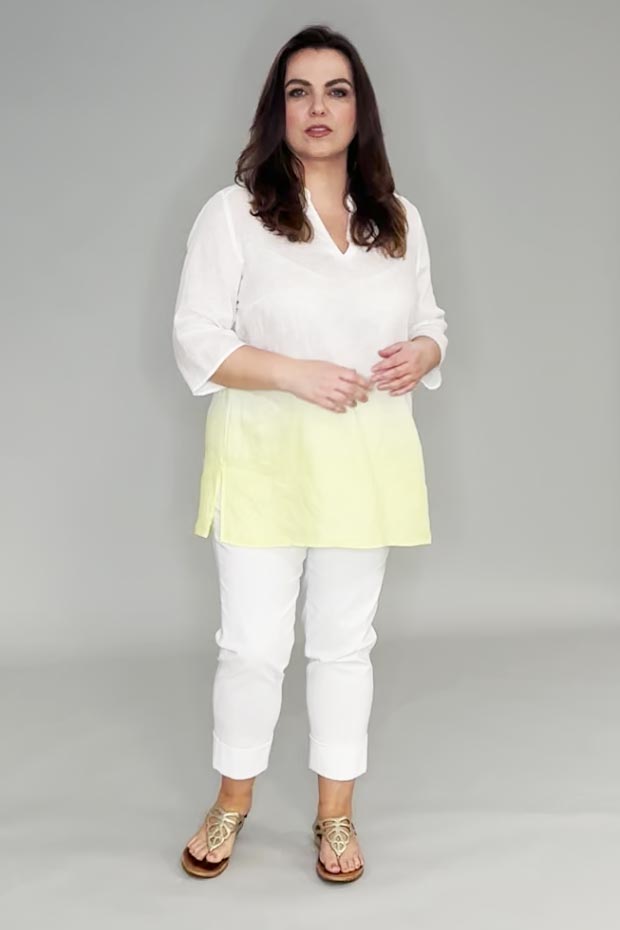 Doris Streich 'shaded' linen tunic - lemon/white