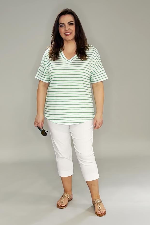 Via Appia striped t-shirt - green/white