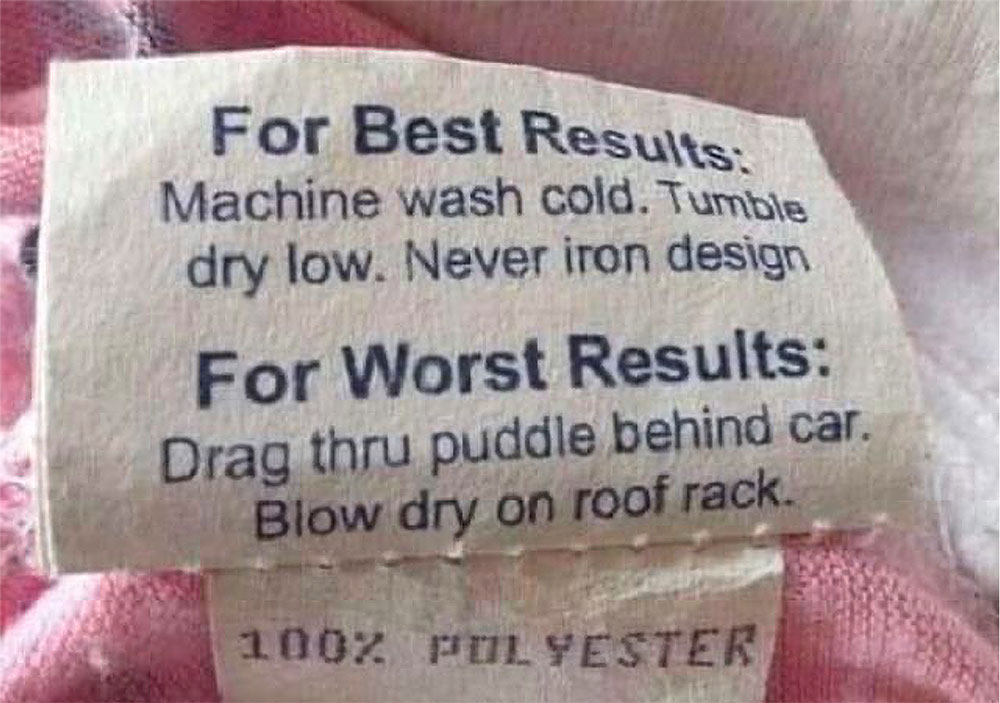 Joke washing instructions