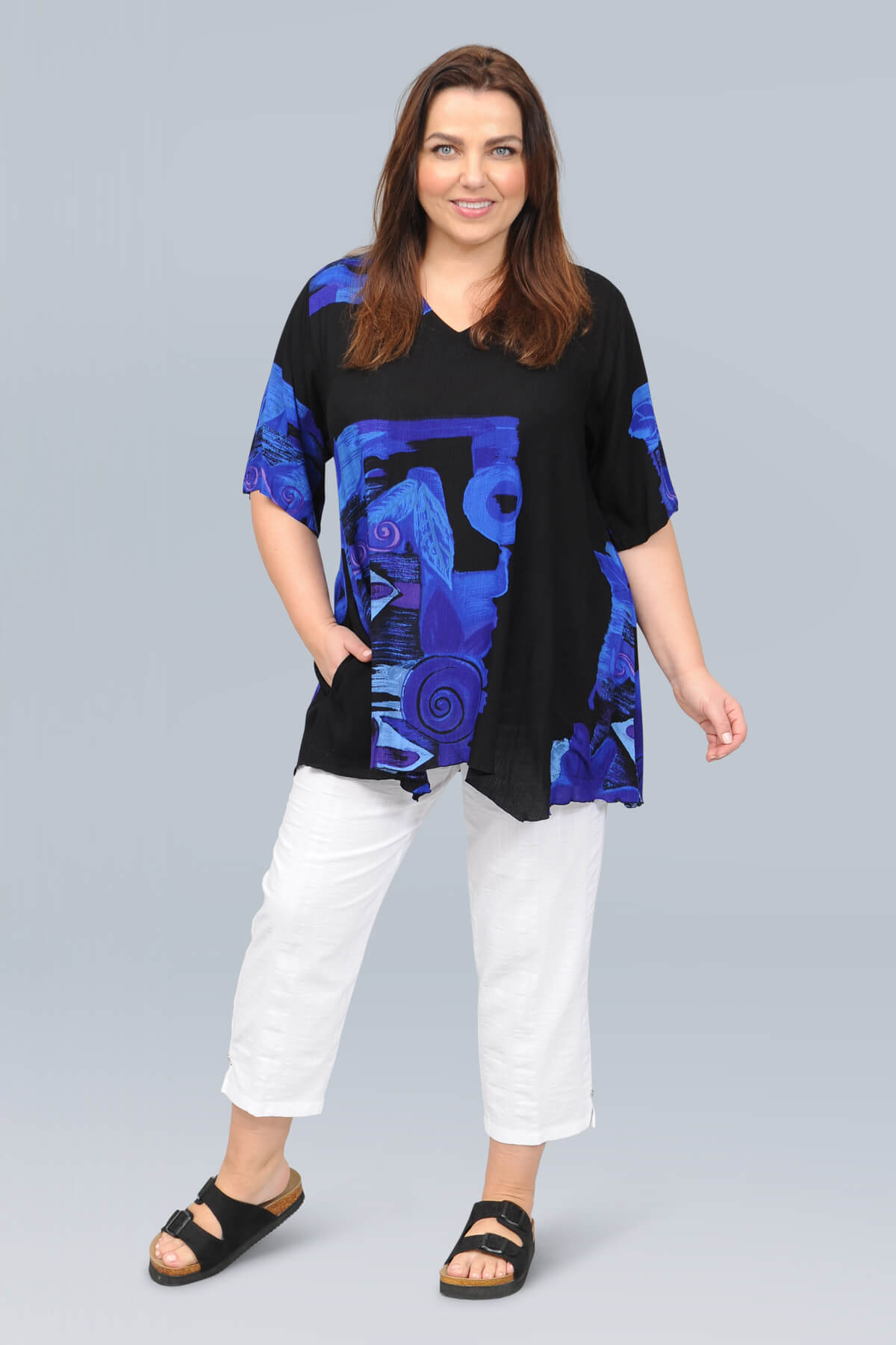 Angel Circle abstract swing t-shirt - blue