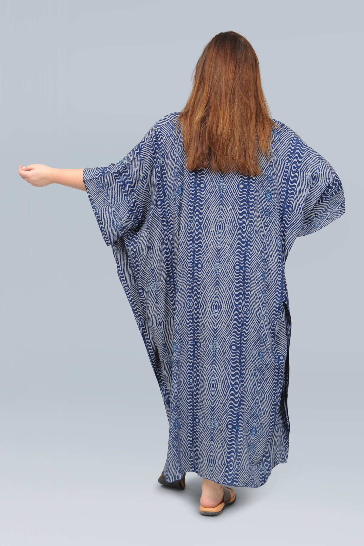 Angel Circle long kaftan - navy/grey