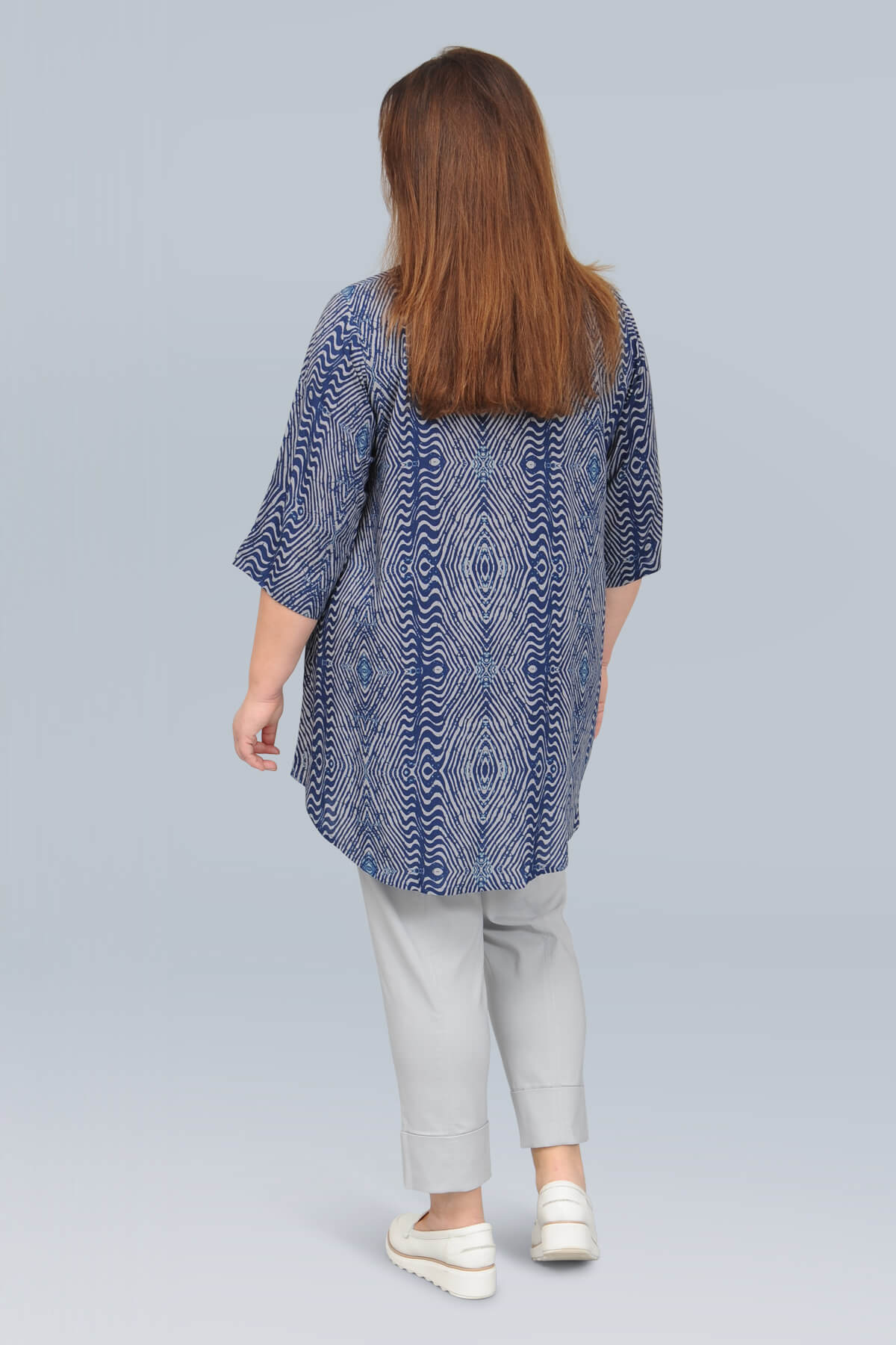 Angel Circle v neck tunic - navy/grey