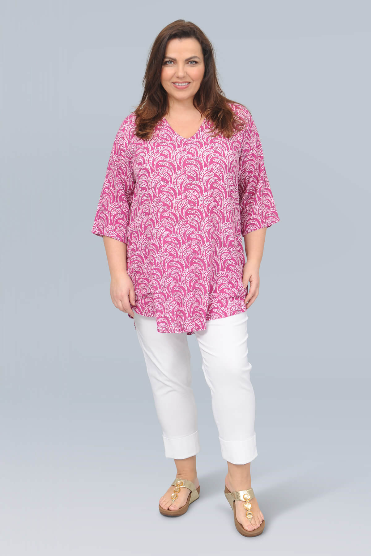 Angel Circle paisley tunic – raspberry/white | Bakou