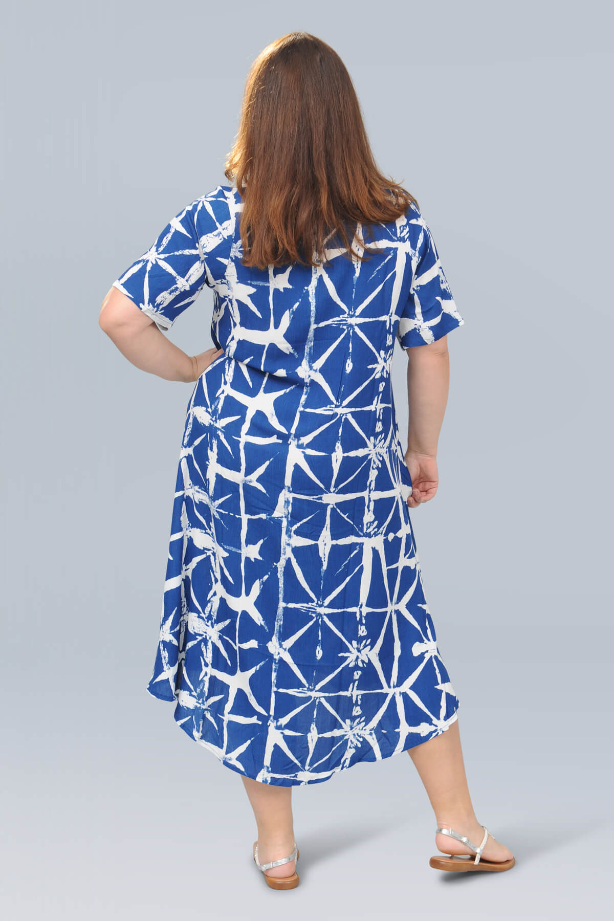 Angel Circle short sleeve dress - blue/white