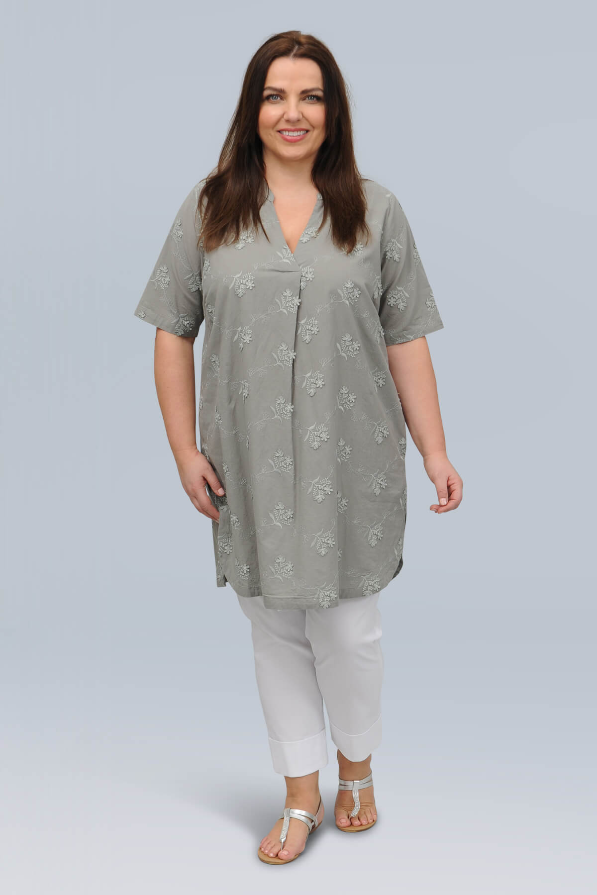 Ciso applique tunic - dried sage