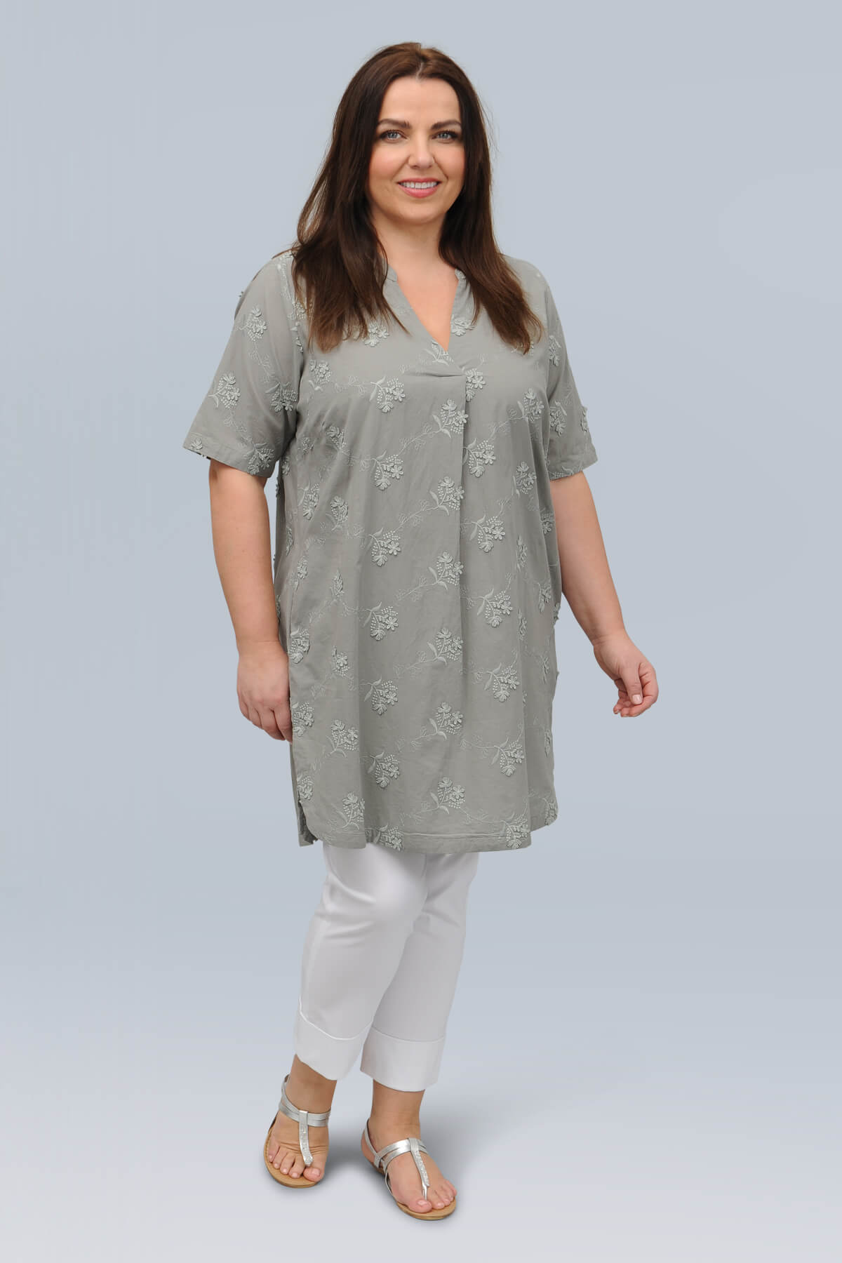 Ciso applique tunic - dried sage