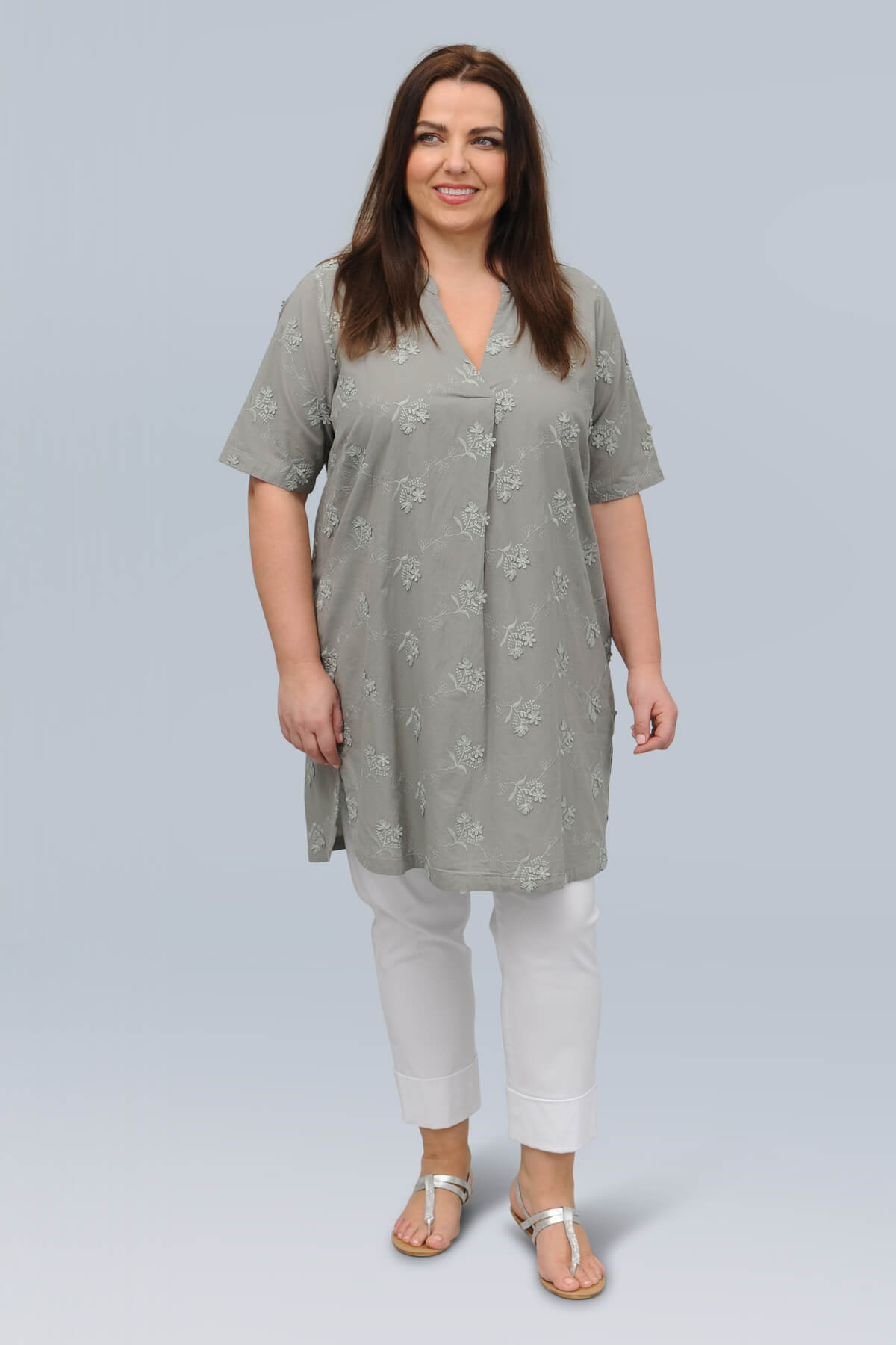 Ciso applique tunic - dried sage