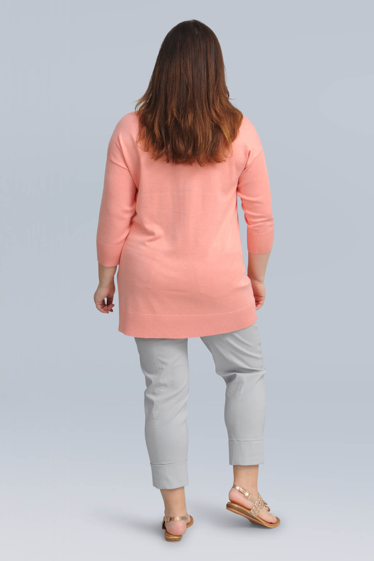 Ciso v neck jumper - coral melange