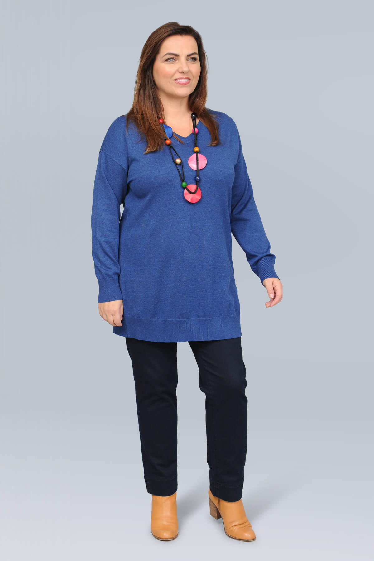 Ciso v neck jumper - estate blue melange