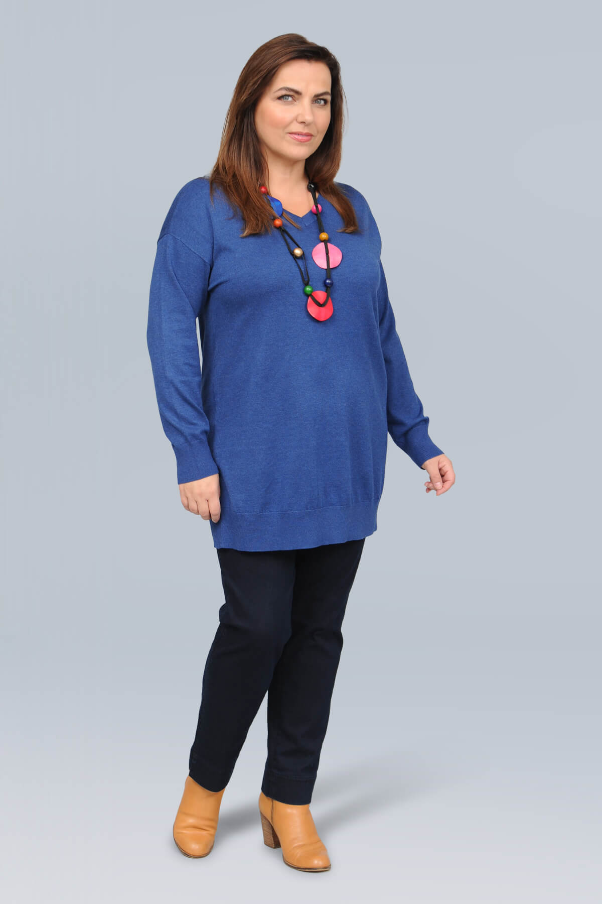 Ciso v neck jumper - estate blue melange