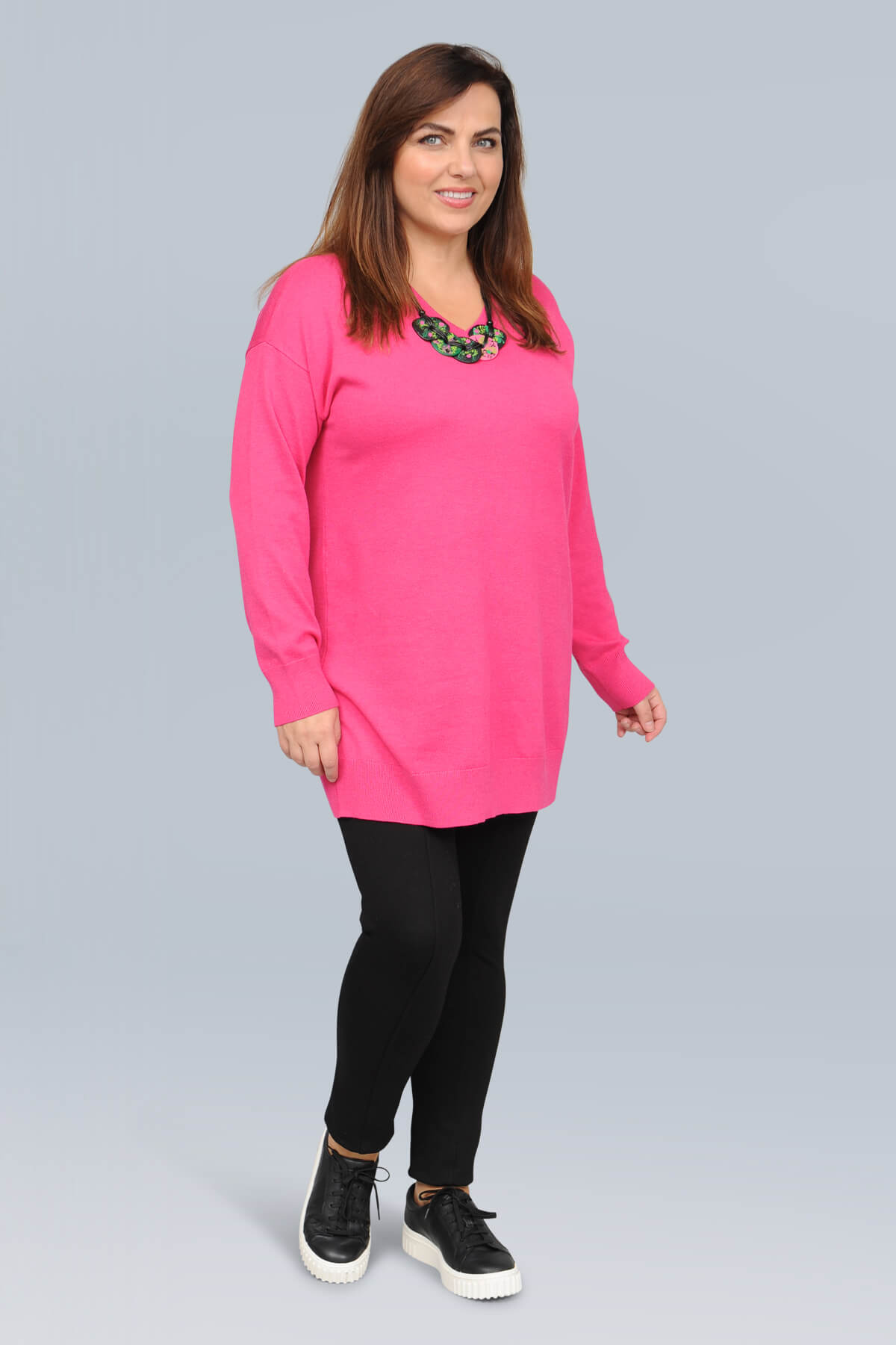 Ciso v neck jumper - pink melange