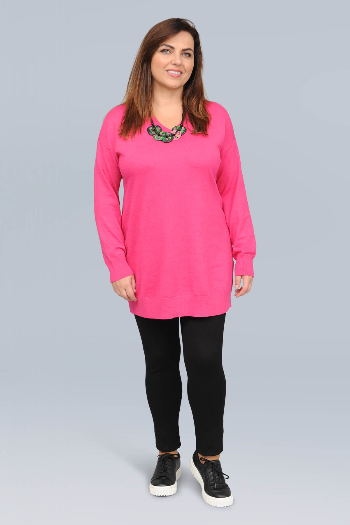 Ciso v neck jumper - pink melange