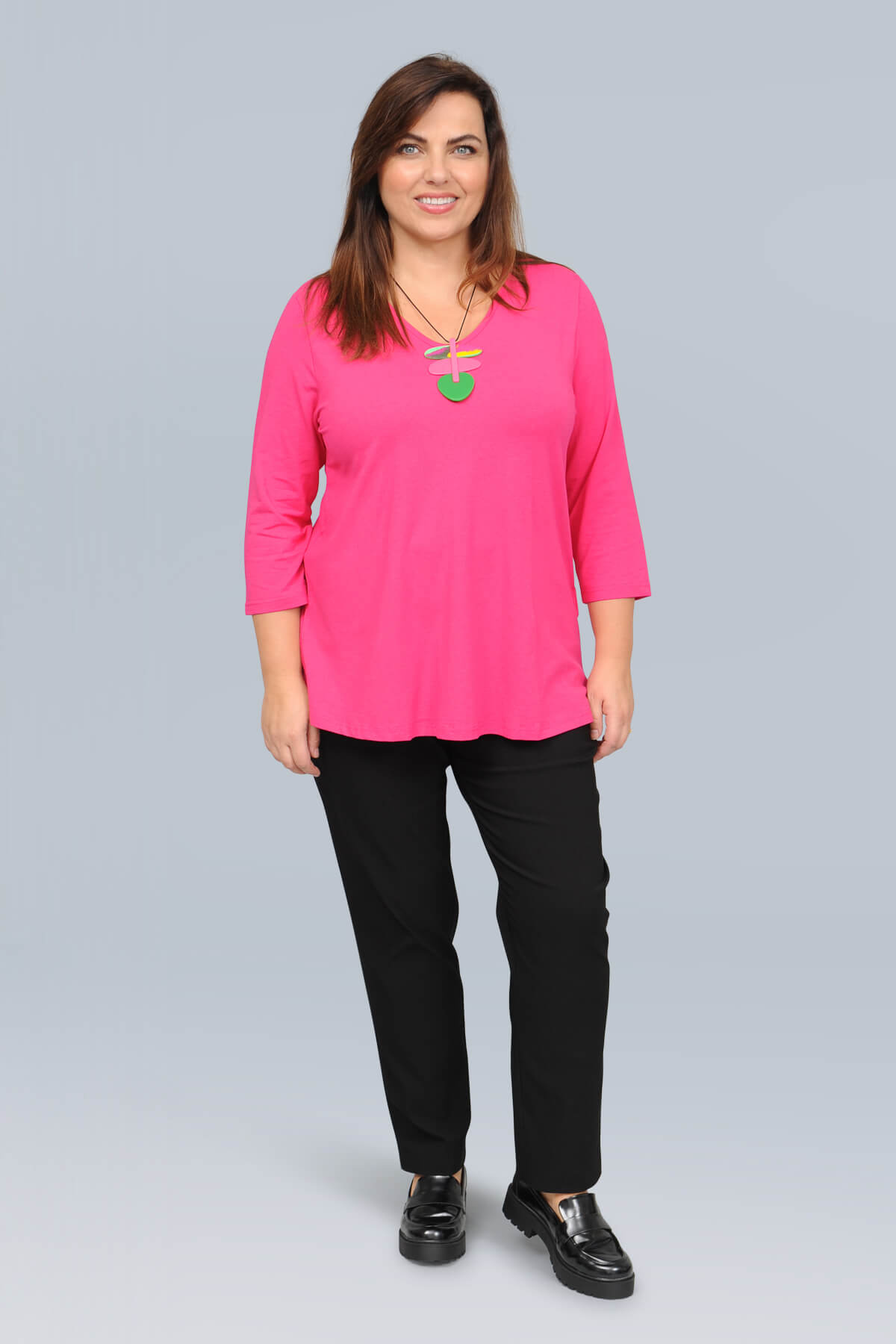 Ciso 3/4 sleeve t-shirt - pink peacock