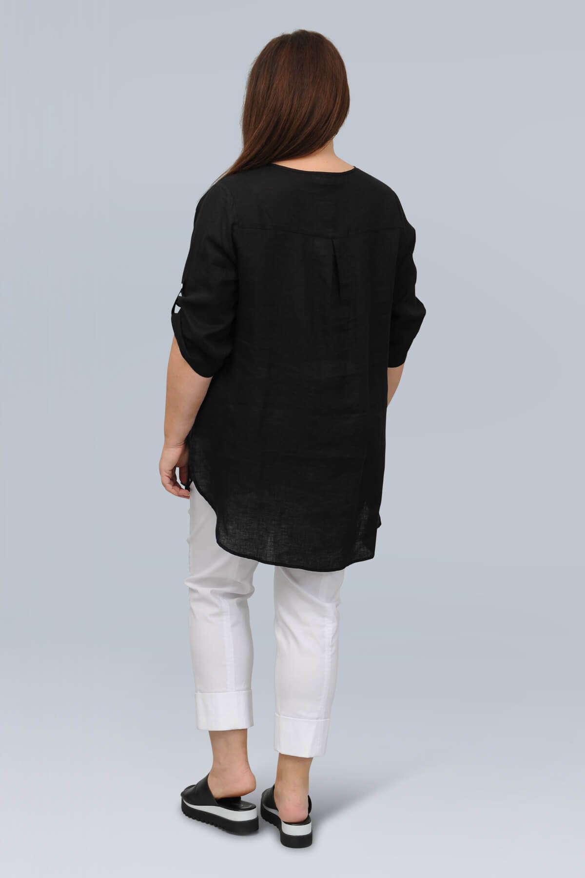 Doris Streich long linen shirt - black