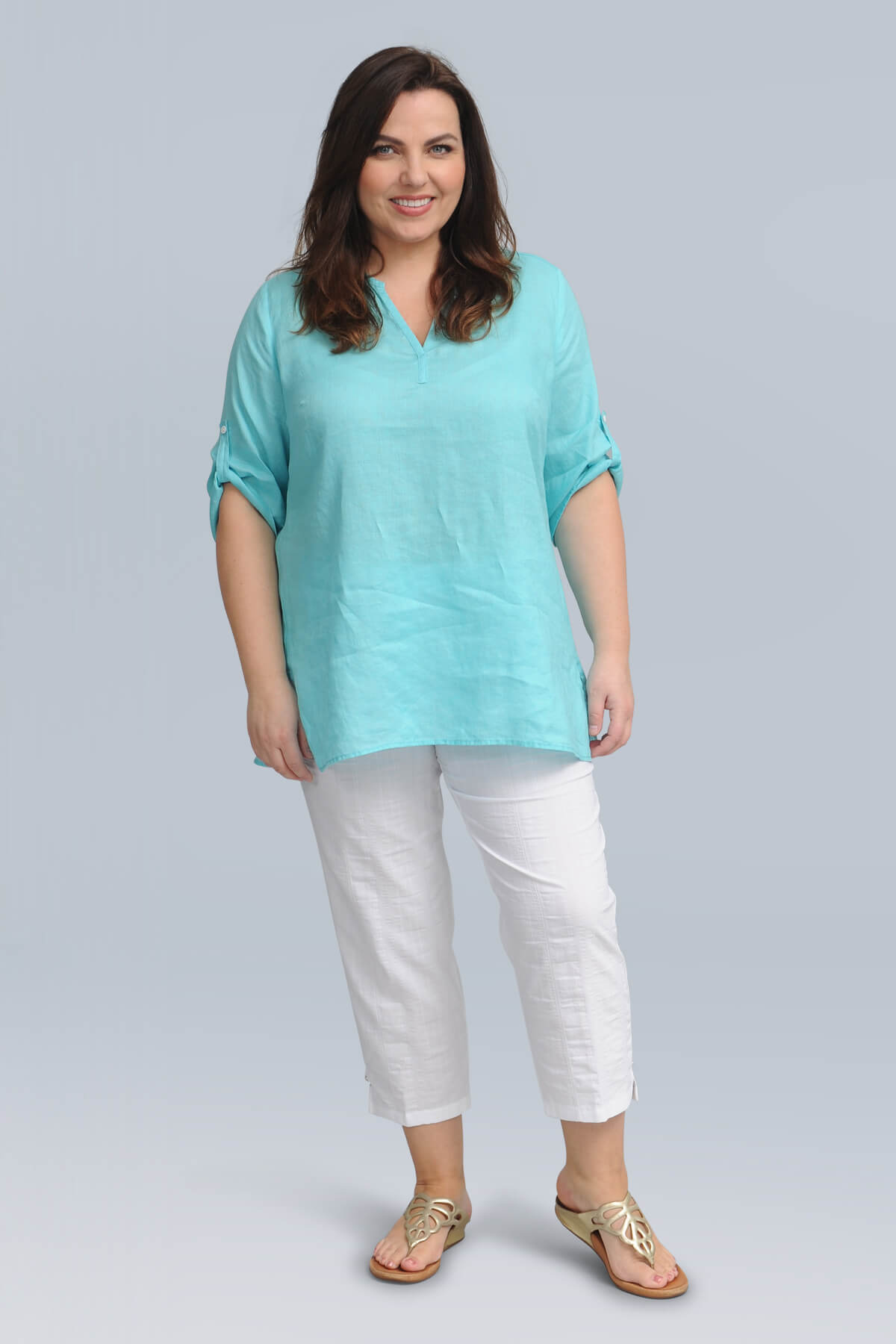 Doris Streich linen tunic - turquoise