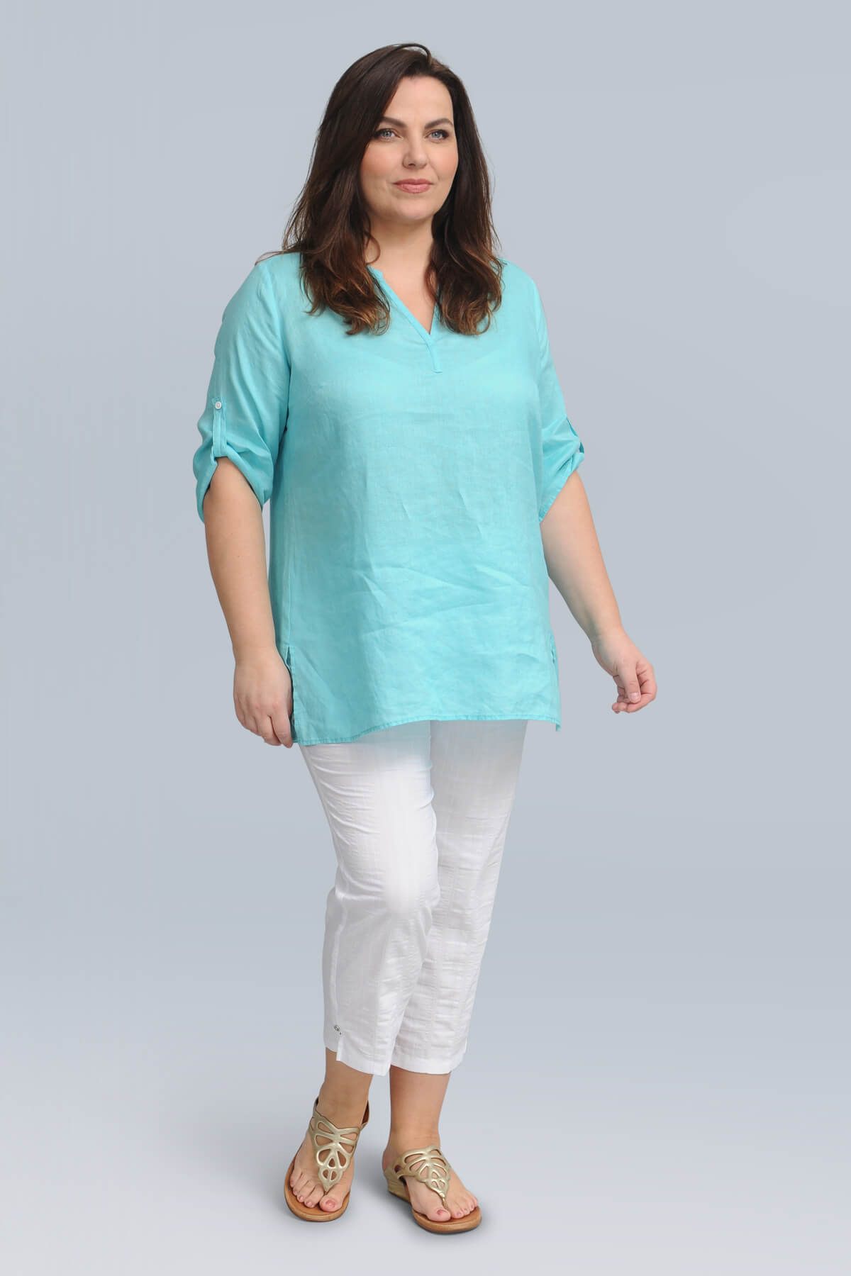 Doris Streich linen tunic - turquoise