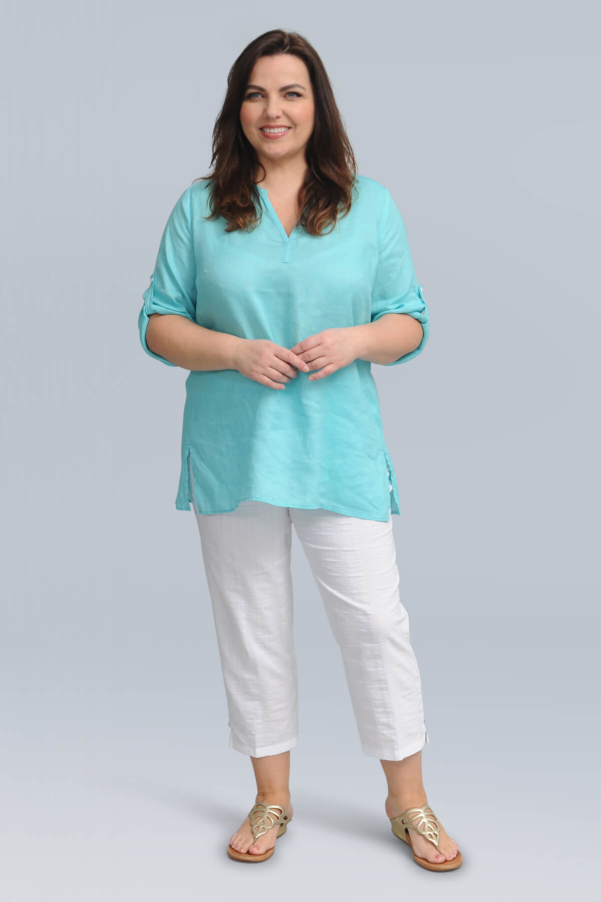 Doris Streich linen tunic - turquoise