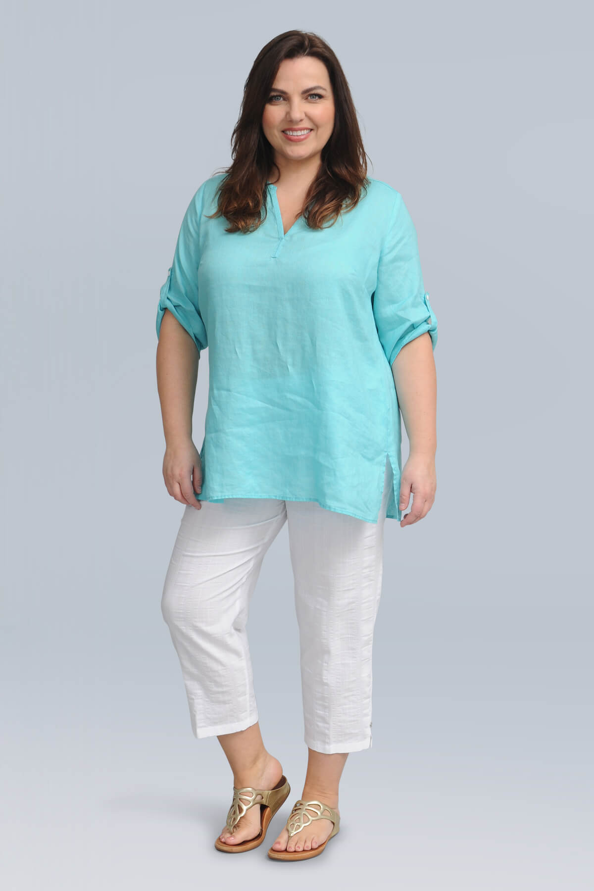 Doris Streich linen tunic - turquoise