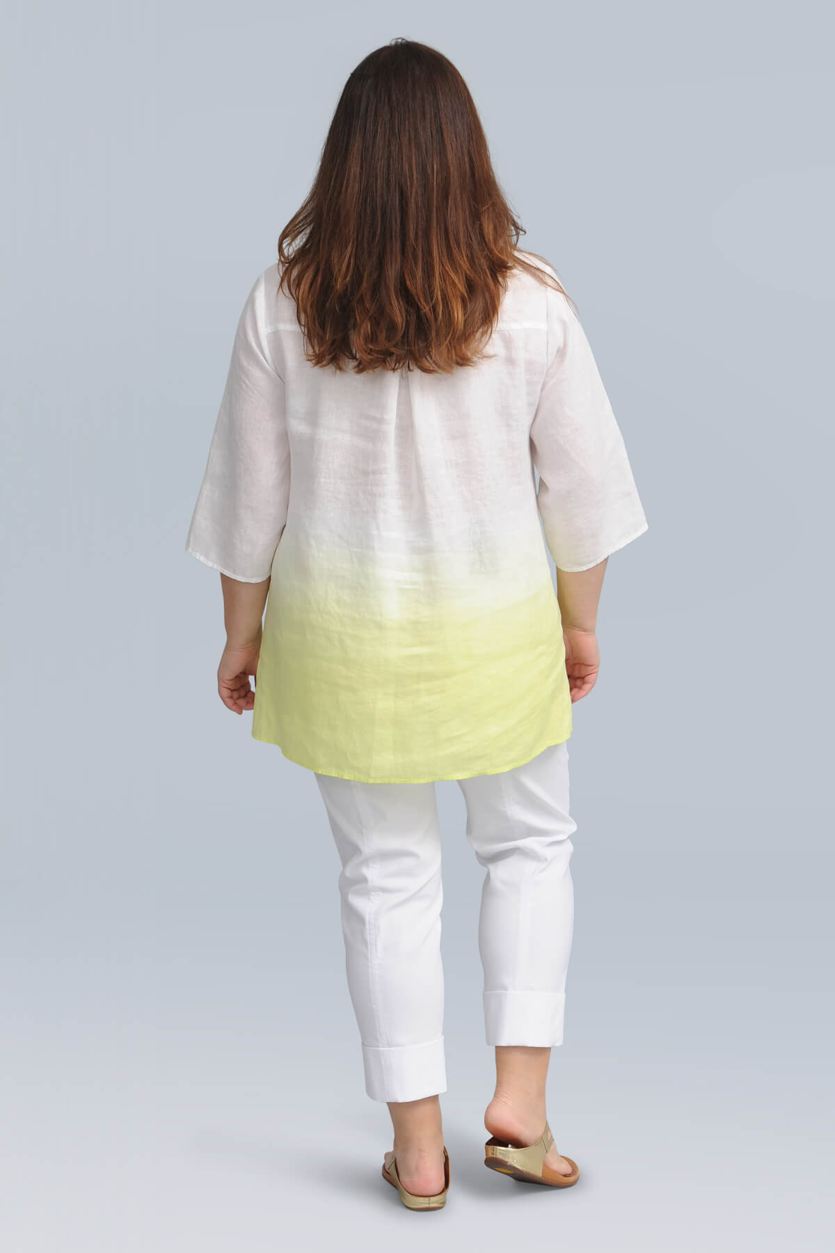 Doris Streich 'shaded' linen tunic - lemon/white