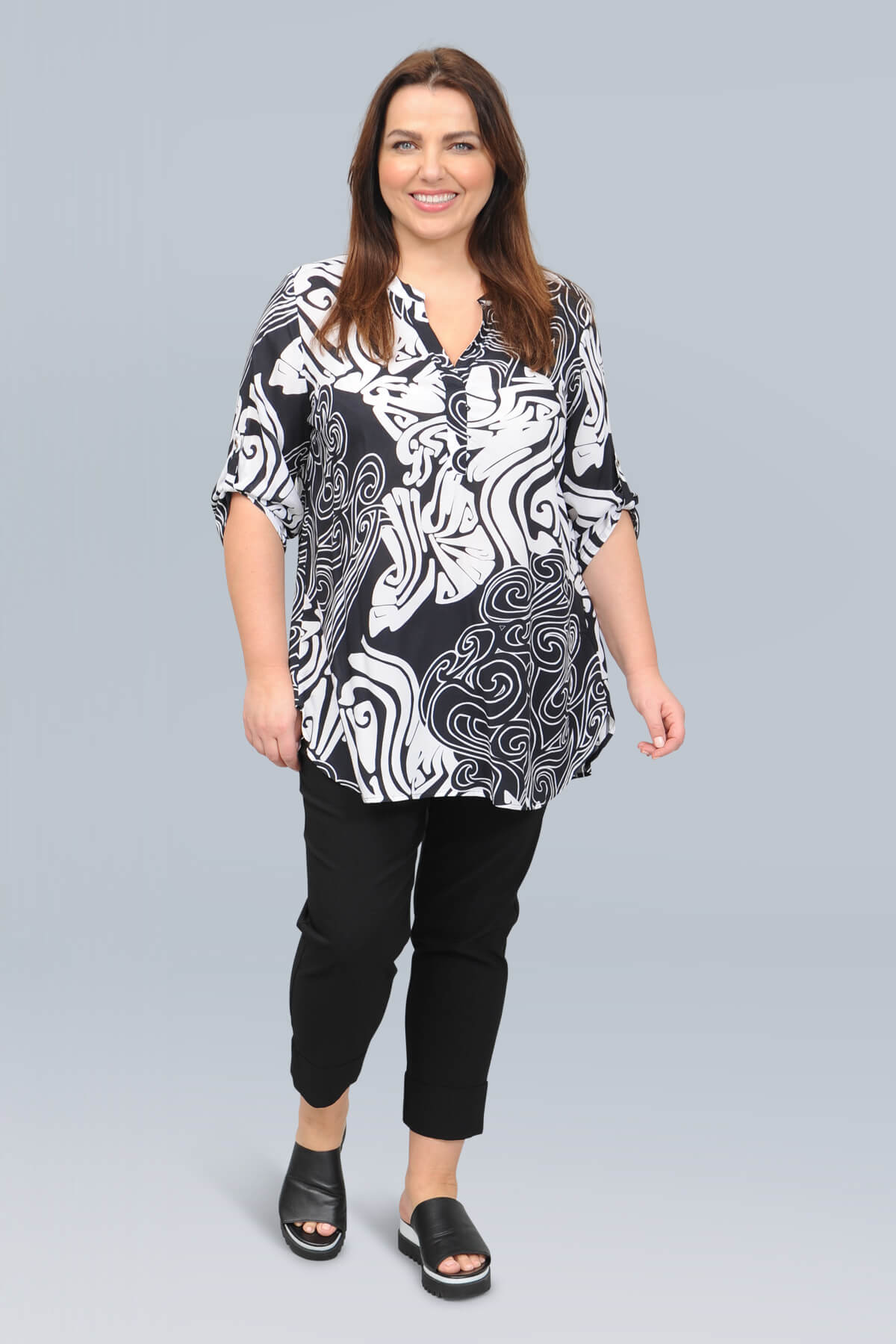 Doris Streich swirl tunic - black/white