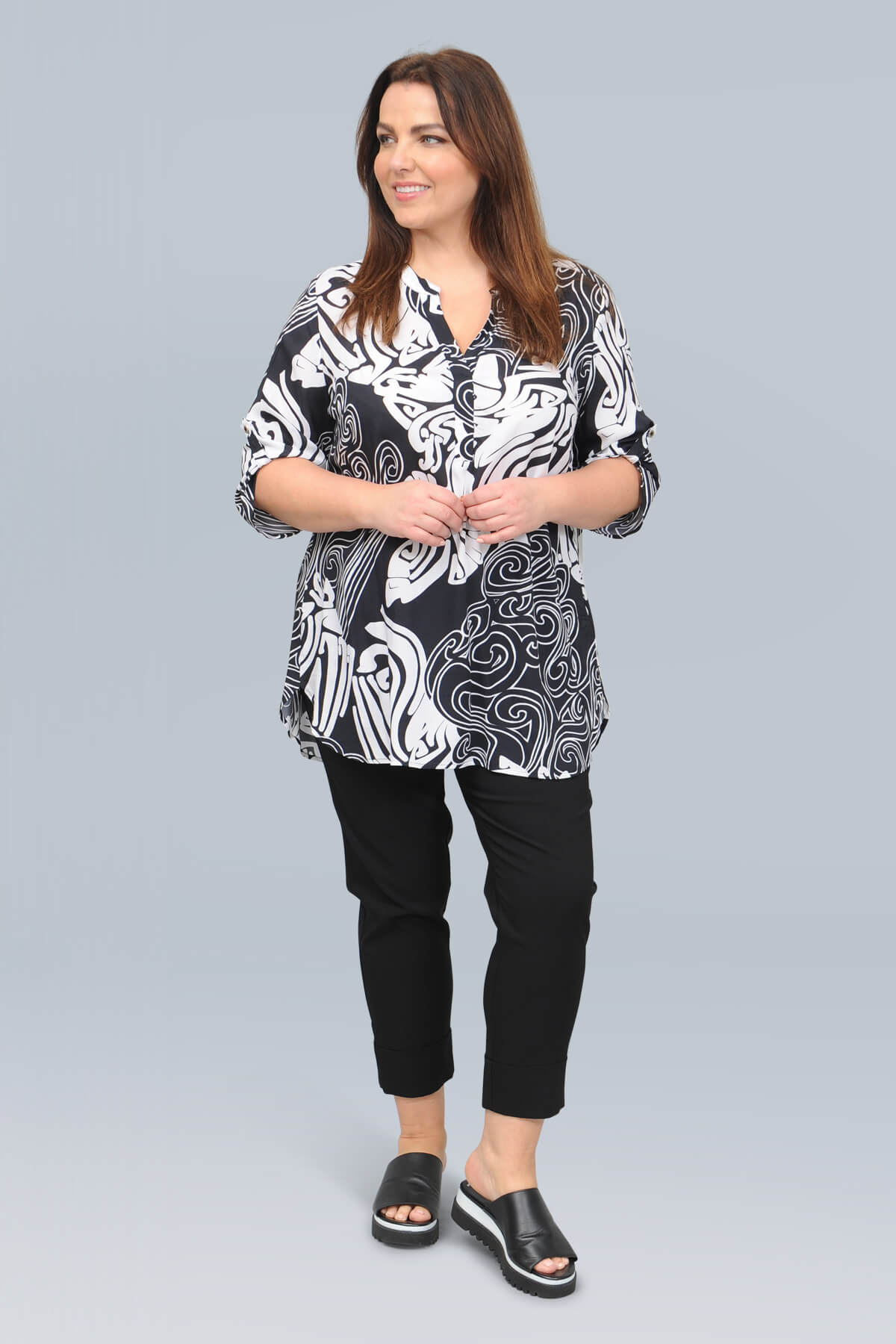 Doris Streich swirl tunic - black/white