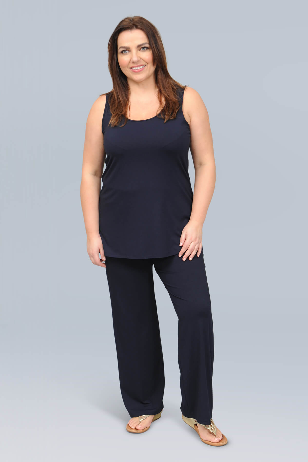 Doris Streich A line jersey vest - navy