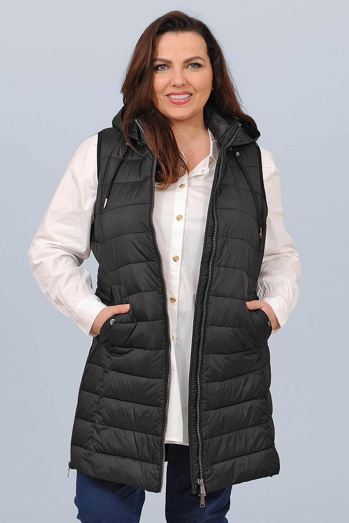 Frandsen Long Gilet – Black 