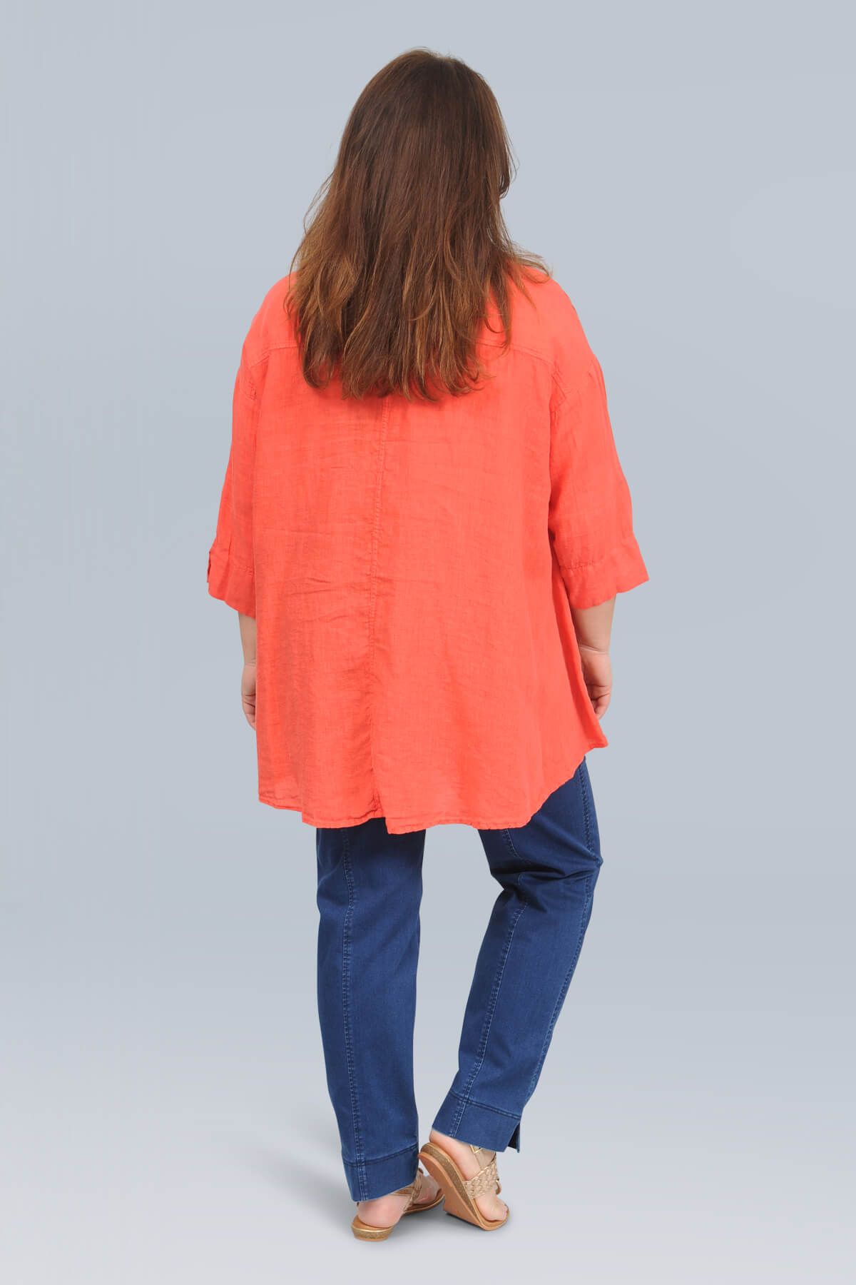 Grizas 'uneven' linen shirt - living coral