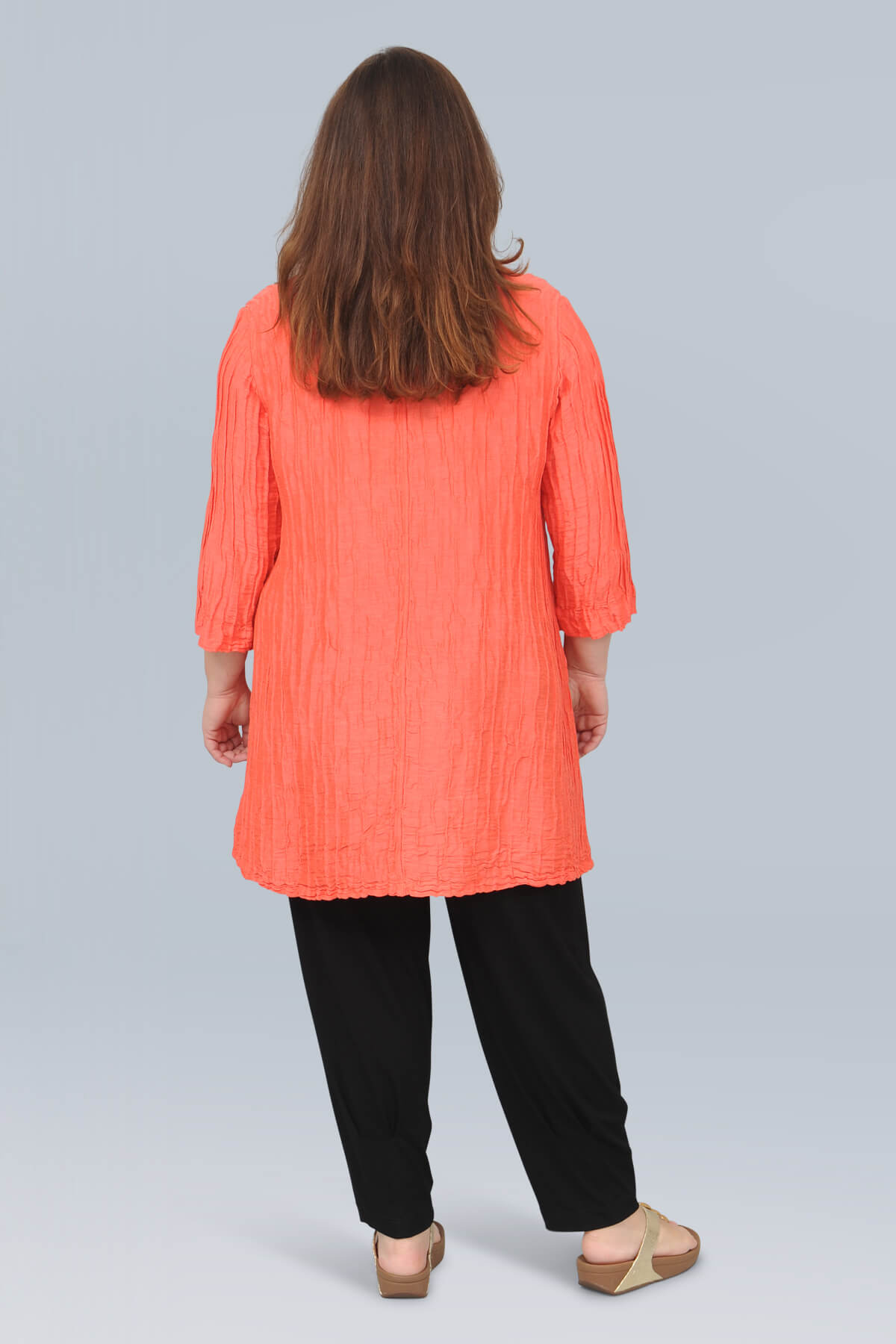 Grizas two pocket v neck tunic - living coral