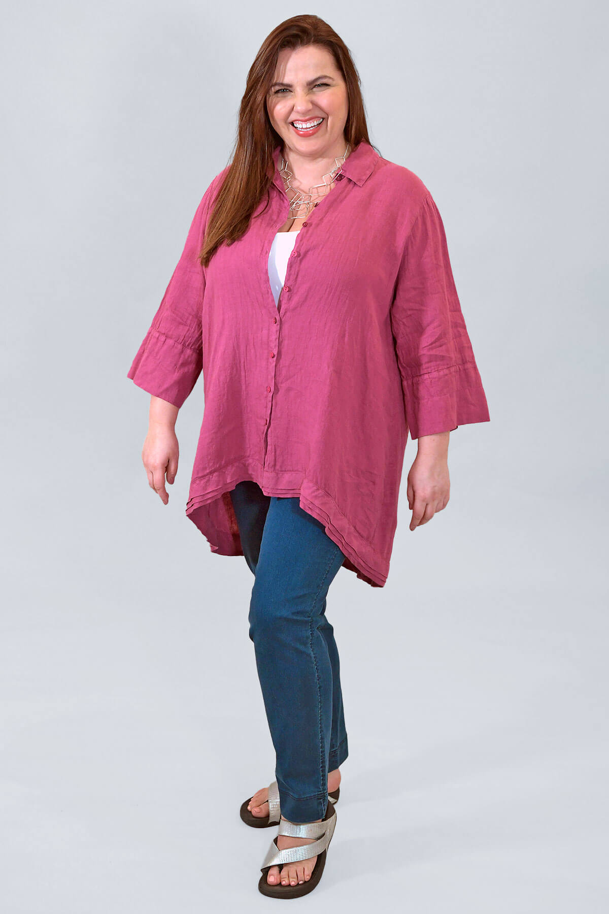 Grizas uneven linen shirt - orchid